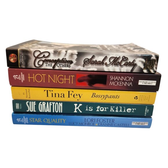 Set Of 5 Fiction Paperbacks Star Quality Sue Grafton K Bossypants Hot Night Conc - Picture 2 of 13